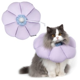 Cat Collar Adjustable Collar Cat Collar, Soft Flowers Cat Recovery Collar Cone, for Cats Small Dogs After Surgery and Injuries (Purple, L)