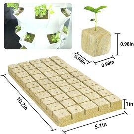 Legigo Legigo 1 Inch Rockwool Cubes Seed Starter Grow Cubes for Hydroponics, RockWool Planting Cubes Clone Cubes Soilless Cultivation Hydroponics Pods for Garden Plants Germination (6 Sheet, 300 Plugs)