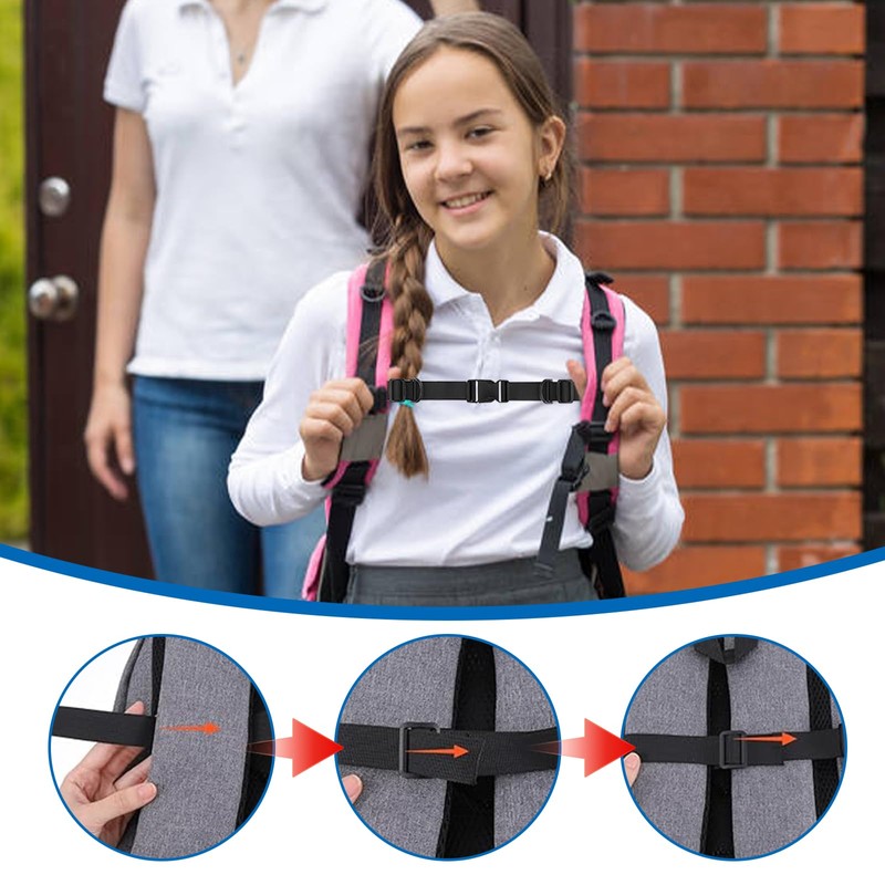 2 Pack Backpack Chest Strap, Adjustable Sternum Strap with Quick