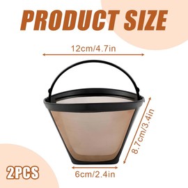 XPEX Pack of 2 Coffee Filters Reusable Permanent Coffee Filter Permanent Filter Coffee Filter 100 Mesh Basket with Handle for Most Coffee Machines, black