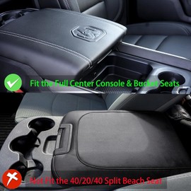QSYPSS Center Console Cover Fits 2019-2025 Ram 1500 PU Leather Armrest Box Protective Cover for 5th Ram 1500 Center Console Middle Console Cover Accessories Bucket Seat Only