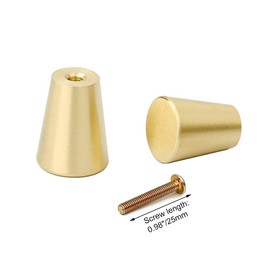 Tiazza 4Pcs Mid-Century Modern Style Premium Copper Solid Cabinet Knobs Handle Cone Shoe Book Drawer Knob Cylinder Handle (Gold)