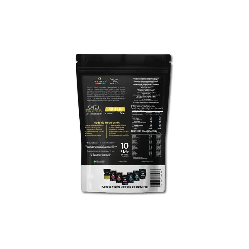 Café Con Proteína Vainilla En Polvo Earth Co (10 G
