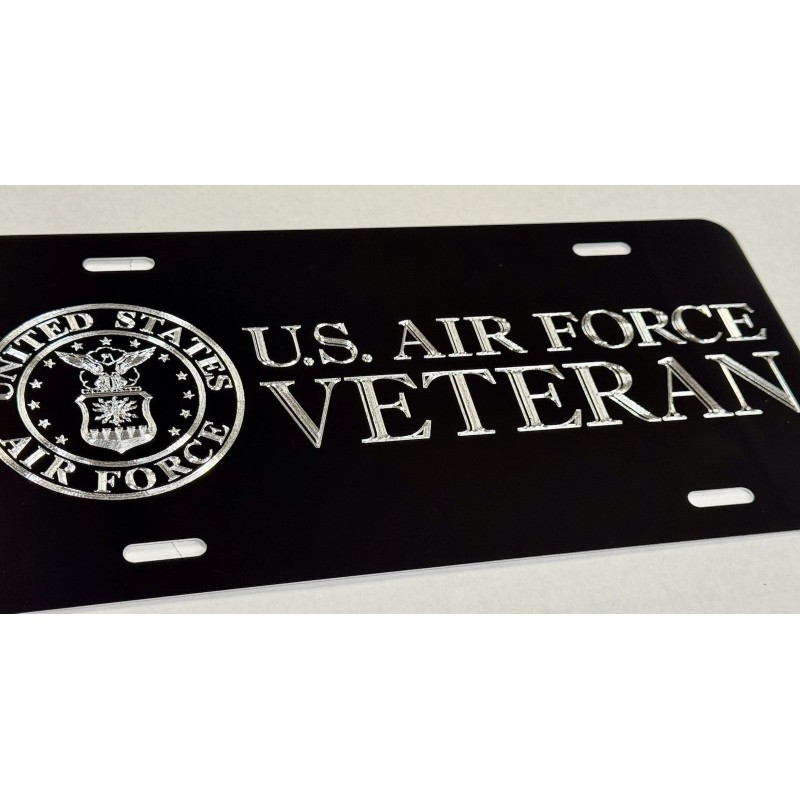 Diamond Etched Products REFLECTIVE US Air Force Veteran Car Tag