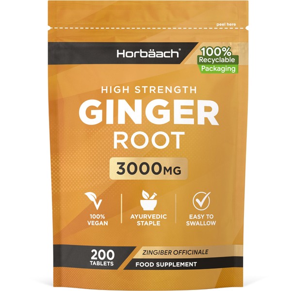 Ingwer Tabletten 3000mg | Ingwerwurzel extrakt | 200 Vegane Stück