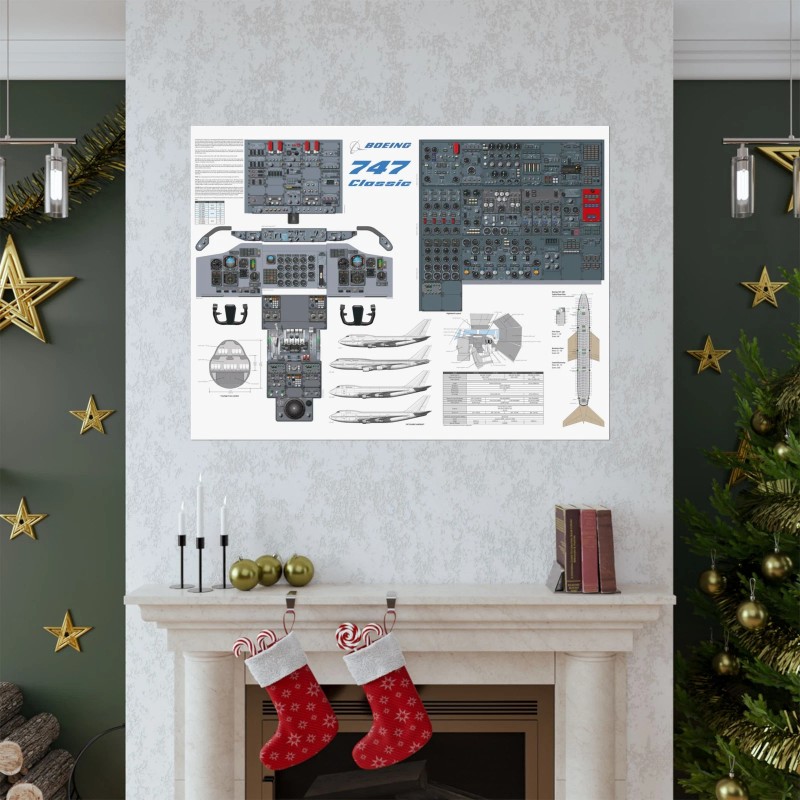 Cucure2016 Boeing 747 Classic Cockpit Poster 36in x 48in -