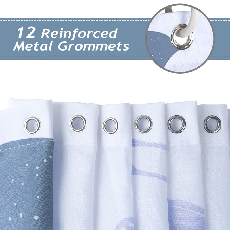 Bonhause Shower Curtain Whale Fish Ocean Shower Curtains for Kids