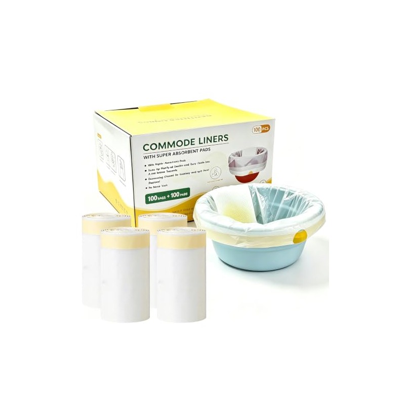 Commode Liners with Absorbent Pads (100)