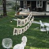 Burlap Happy Birthday Banner, Assembled Reusable Black Happy Birthday Sign
