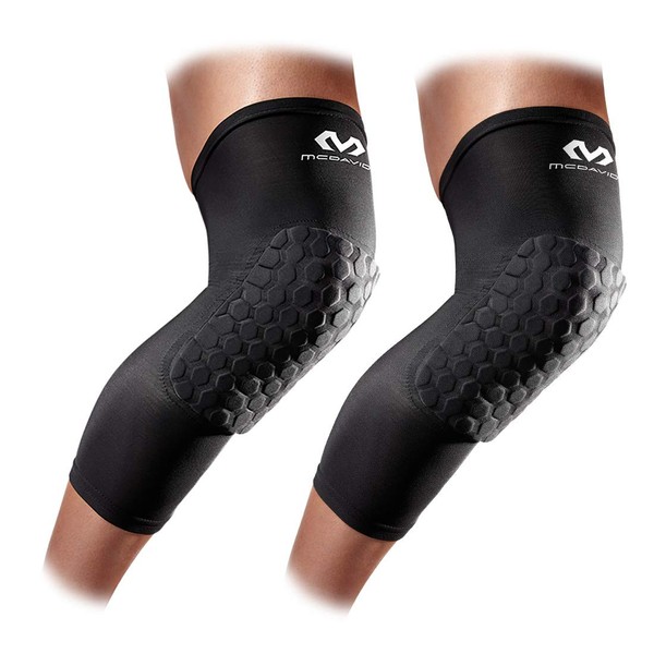 Knee Compression Sleeves: McDavid Hex Knee Pads Compression Leg Sleeve for Basketball, Volleyball, Weightlifting, and More - Pair of Sleeves, BLACK, Adult: LARGE