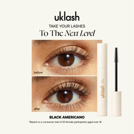 UKLASH Tubing Mascara - waterproof and smudge-free formula for longer-looking and volumised lashes. Gentle removal for damage-free lashes. Black or brown shades. (Americano Black)