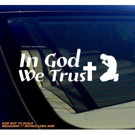 OwnTheAvenue In God We Trust Christian Jesus Cross Religious Vinyl Decal Sticker 7"