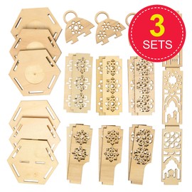 Baker Ross FX935 Ramadan Wooden Lantern Sets - Pack of 3, Religious Educational Craft Kits for Kids