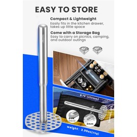 Aihomo 316L Stainless Steel Potato Masher Heavy Duty, Durable One-Piece Design Masher Kitchen Tool, Rustproof Potato Smasher for Mashing Potatoes, Beans, Avocados, Fruits & Vegetables, Dishwasher Safe