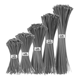 Armpow Silver Cable Zip Ties Heavy Duty Assorted Sizes, 1000 PCS Self-Locking 4+6+8+10+12 Inch 18LBS/40LBS Nylon Cable Ties, Perfect for Home, Office, Garden and Workshop