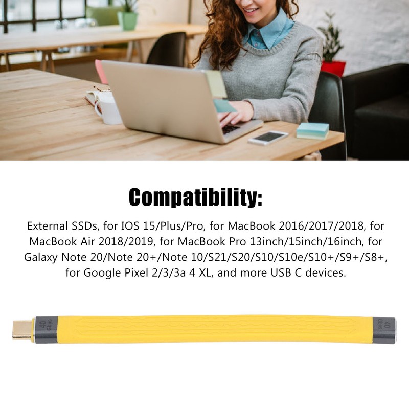 Short USB To USB C Cable 40Gbps 100W Fast Charging