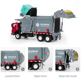 Hobby Crazy Diecast Bin Truck Rubbish Recycling Material Transporter 1:24 Scale KDW 625040 Detailed Diecast Alloy Interactive Garbage Tipping for Kids and Collectors