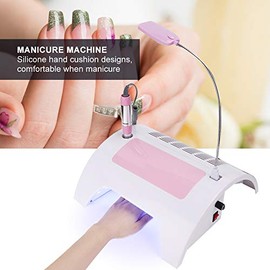 Máquina de manicura 4 en 1, Drill Para Uñas Profesional, 60W Profesional Taladro de uñas Pluma Colector de polvo de uñas Manicura Almoha de reposamanos de luz Equipo de arte de uñas