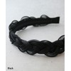 VINGTAINE HK-355-BK- Braided Headband with Different Materials, Twist Braid, Chiffon
