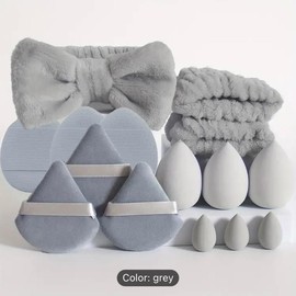 15 pieces 12pcs 1pc 2pcs Ultra Soft Washable Face Body Powder Puff Makeup Sponge with Bowknot Headband & Wristbands