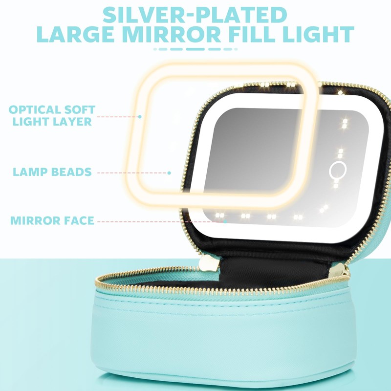 Mini Makeup Bag with Led Mirror, Small Travel Make up