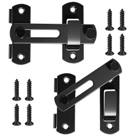 4 Inch Heavy Duty Barn Door Lock Latch - Flip Safety Gate Latch for Sliding Doors, Barn Gates, Pet Proof Fences & Cabinets, Matte Black