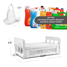 Besuerte Liquid Laundry Detergent Holder - Wood Laundry Detergent Shelf Laundry Station- Detergent Holder for Laundry Room- Laundry Room Storage Accessories Dispenser (Rustic White)