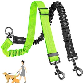 Two Dog Lead 2 in 1 Upgraded Pet Double Dog Leash Comfortable Shock Absorbing Reflective Bungee Lead Walk 2 Dogs Double Dog Leash 360° Swivel Double Dog Walking for Different Size Dogs