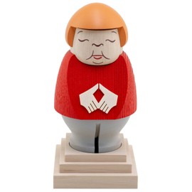 Seiffener Volkskunst Incense Smoker Erzgebirge | Politician Collectible Incense Woman German Chancellor Angela Merkel 14 cm Red Blazer