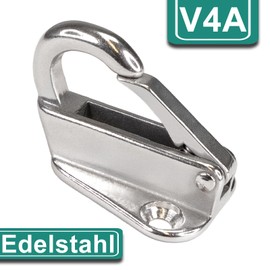 PRIOstahl Fender Hooks with Snap Lock Spring Hook Boat Fender Hook Ceiling Hook Carabiner Hook - 4 Pieces 45 x 32 mm for Fixing Boat Fender Trailer Tarpaulin Rustproof Stainless Steel V2A