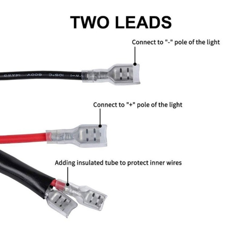 40A 12V LED Spotlights Wiring Harness 1-to-2 IP67 Waterproof for