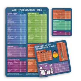 3pcs Fryer Magnetic Cheat Sheet Set, Airfryer Accessory, Magnet Sheet Quick Reference, Cooking Times Chart, Useful Kitchen Hot Air Frying