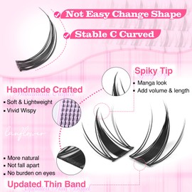 Manga Lash Clusters Kit Anime Eyelash Clusters Fairy Lash Extension Kit 8-16mm Cluster Eyelash Extensions Kit Wispy Individual Lashes Clusters by Lanflower