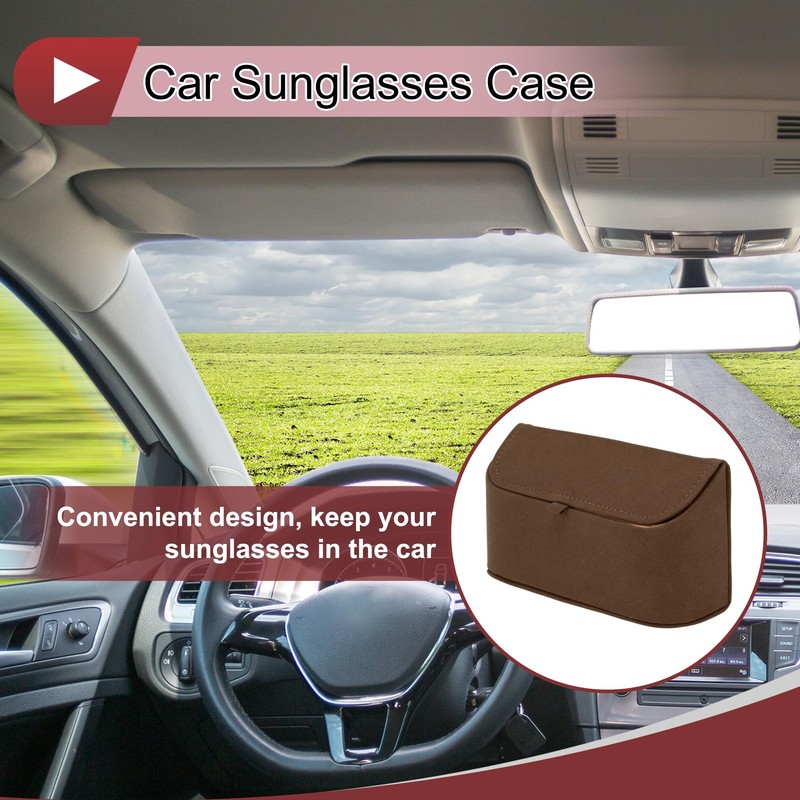 X AUTOHAUX Car Sunglasses Case with Magnetic Universal Sun Visor