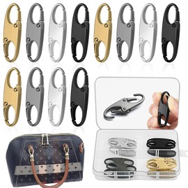GZLCEU Pack of 12 Zip Clip Anti-Theft Device, Dual Zip Clip for Luggage, Backpack, Purse, Handbags with Transparent Box (3.7 x 1.45 cm)
