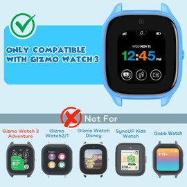【3-Pack】Splashproof Cases Compatible with Gizmo Watch 3 Screen Protector for Kids, All-Around Protective Cover with Gizmo 3 Screen Protector Only for Verizon Gizmo Watch 3，Clear+ Blue+ Black
