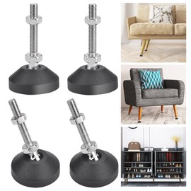 PERFETSELL 4 PCS Adjustable Feet, M8*50mm Adjustment Screw Threaded Screw in Feet Weight Rated Tilt Glides Pads Heavy Duty Levelling Foot Table Machine Feet for Furniture, Chair Leg Floor Protectors