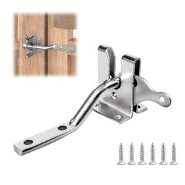 Garden Gate Latch, Garden Gate Latch, Self-Locking Lock with Screws, Garden Gate Latch, Automatic Gravity Lever Latch, Gate Lock with Screws for Fences, Gardens, Farms, Silver