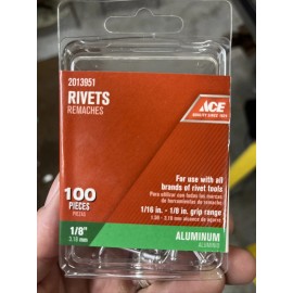 Ace 1/8 in. D X 1/8 in. Aluminum Rivets Silver 100 pk