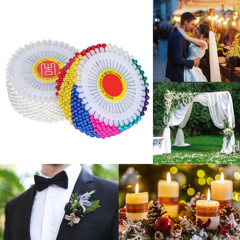 1920Pcs Pearl Head Pins Color Pinwheel Cloth Fixing Bouquet Decoration