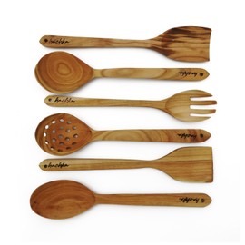 Hachka - Utensilios de cocina hechos a mano de madera antiadherentes para cocinar, juegos de cocina, artículos esenciales de cocina, accesorios de cocina