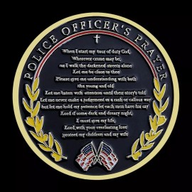 POLICE OFFICER'S PRAYER MATTHEW 5:9 BLESSED ARE THE PEACEMAKERS CHALLENGE COIN