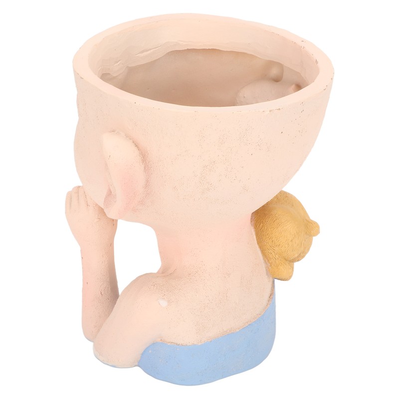 Flower Pot Girl and Dog Cute Style Bottom Drainage Hole