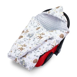 Totsy Baby Swaddling Blanket, Baby Seat Blanket, Pram 90 x 90 cm, Universal Baby Blanket for Buggy, Car Seat, Winter Blanket, Minky Cotton, Deer, Light Grey