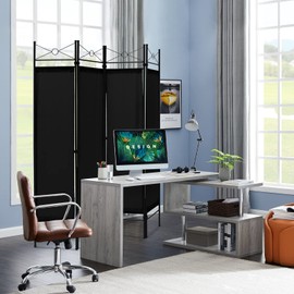 Giantex 4 Panel Room Divider Screen, 6 Ft Steel Frame Folding Privacy Screen, Portable Freestanding Partition Room Dividers for Home Office Dorm