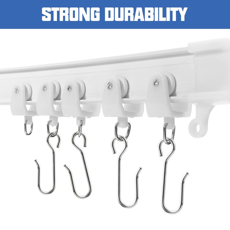Pocysem Flexible Bendable Ceiling Curtain Track Roller Hooks Plastic Metal