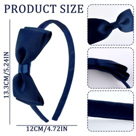 AYNKH 3 Pieces Blue School Bows Headbands Alice Hairbands, Girls Uniform Ribbon Bow Set, Hair Accessories for Little Girl Toddlers Teens Birthday New Year Present