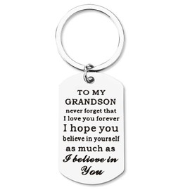 Grandson Keychain from Grandma Grandpa Inspirational Grandson Gifts for Birthday Christmas Encouragement Gifts for Grandson Boys I Love You To My Grandson Key Chain Gift from Nana Papa Grandparents