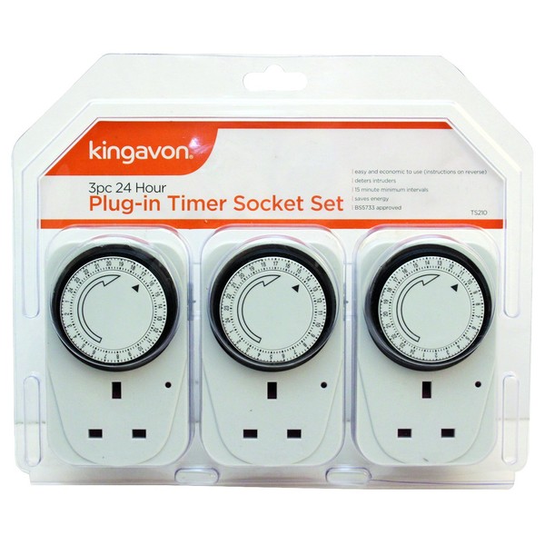 Kingavon BB-TS210 24 Hour Plug-in Timer, White, Socket Set 3