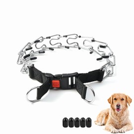 PUROAYET Dog Prong Collar, Adjustable Stainless Steel Metal Collar with Rubber Tips and Quick Release Buckle, Dog Walking Training Collar, Silver,Rainbow, for Small Medium Large Dogs (M,Silver)